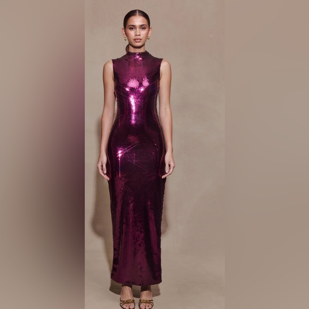 Meshki Plum Sequin Maxi Dress